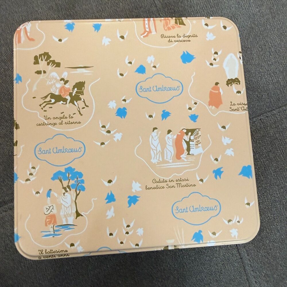 Sant Ambroeus NYC Italian cafe metal tin with angels and doves